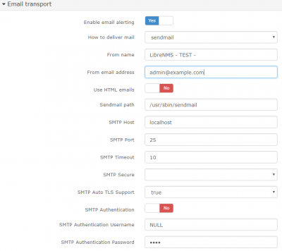 Email transport Setting Sample